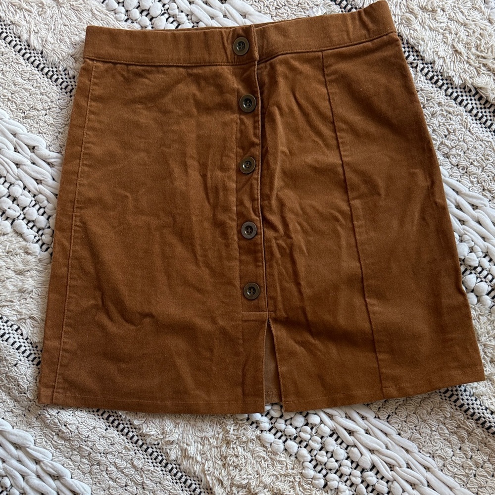 Have Brown Button-Front Mini Skirt